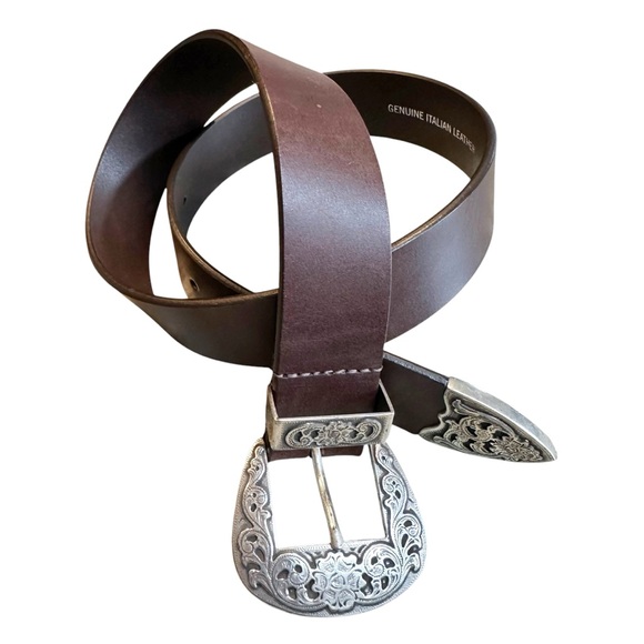 Silpada Designs Brown Western Italian Leather Belt Size M - Picture 2 of 8